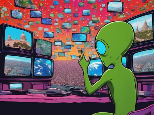 Earthlings Gawk at Glowing Rectangles for Political Circus