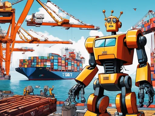 Dumb Port Workers Scared of Cool Robots