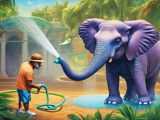 Alien Zog Mocks Elephant's Shower Shenanigans