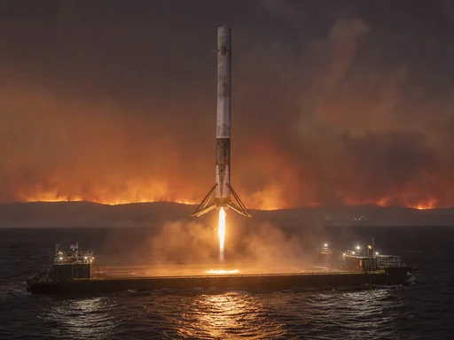A Rocket Landed on a Ship Called 'Of Course I Still Love You' While California Burns